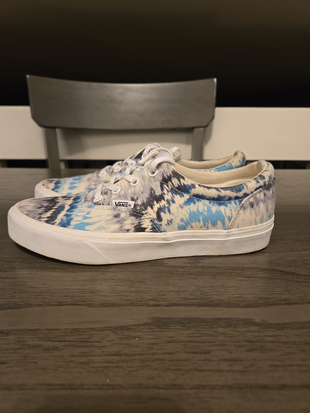 Vans Era Tie Dye Blue Grey White Canvas Low Top Skate Shoes Womens Size 9